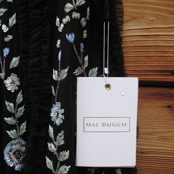 Mac Duggal 9135 Womens Black Sleeveless High Neck Embroidered Mini Dress - Picture 13 of 14